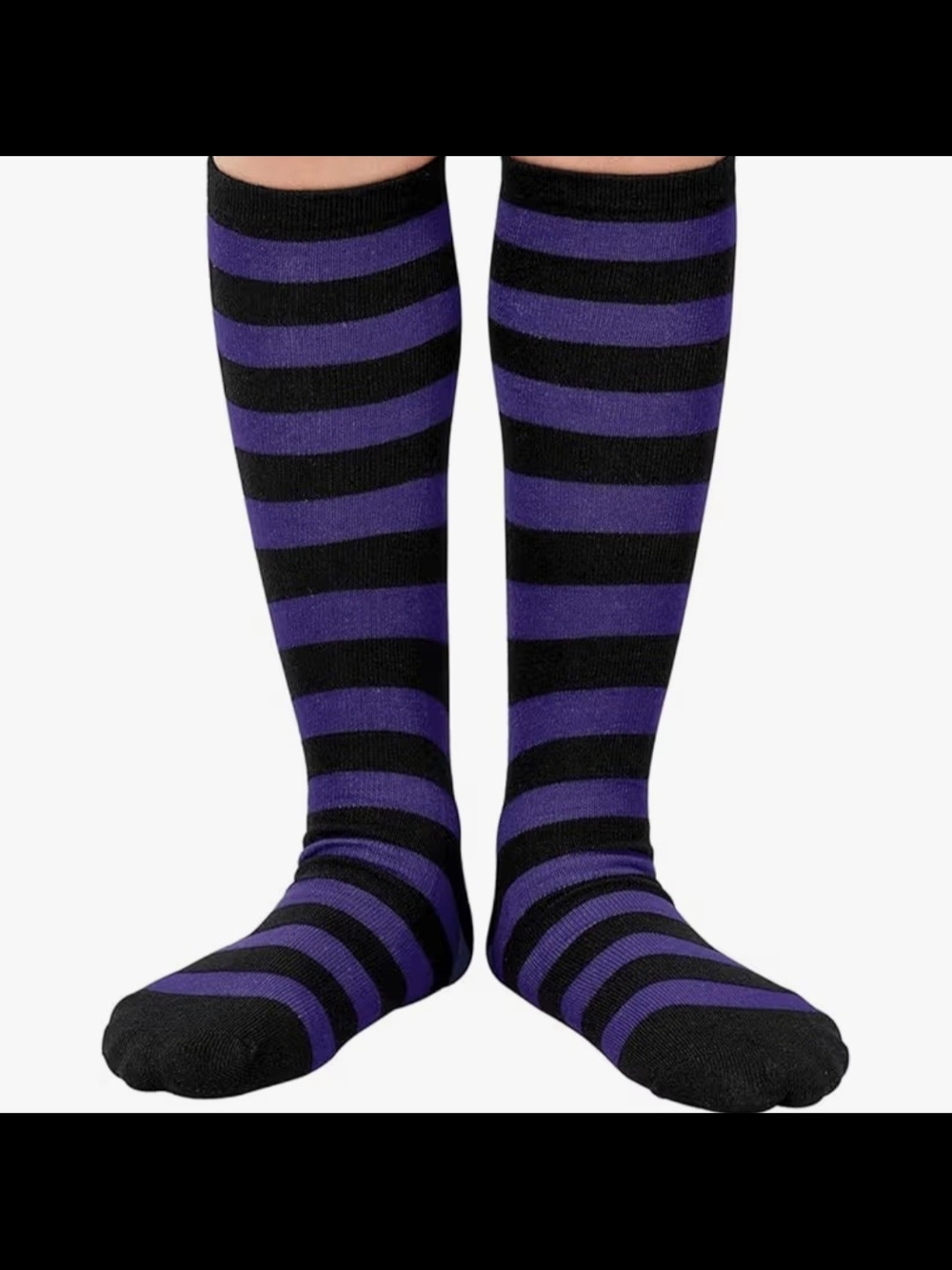 Kids' Purple & Black Striped Knee-High Socks